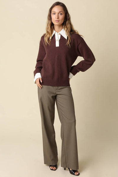 Alina Rugby Sweater - Brown