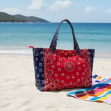 Bailey Bandana Tote - Red/Navy