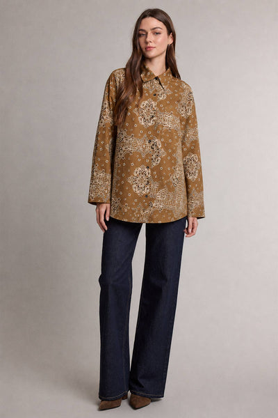 Bandana Print Button-Up Shirt