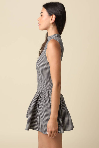 Simone Gingham Pleated Mini Dress