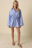 Laci Striped Drawstring Shirt Romper