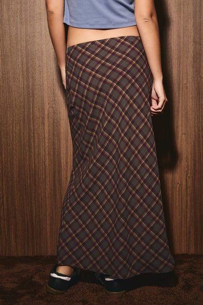 Bias Check Midi Skirt