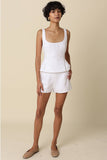 Alyay Linen Smocked Back Peplum Top
