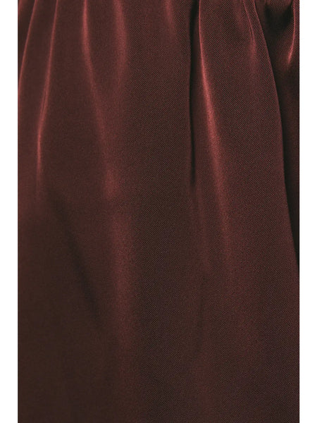 Satin Lace Stretch Shorts - Brown