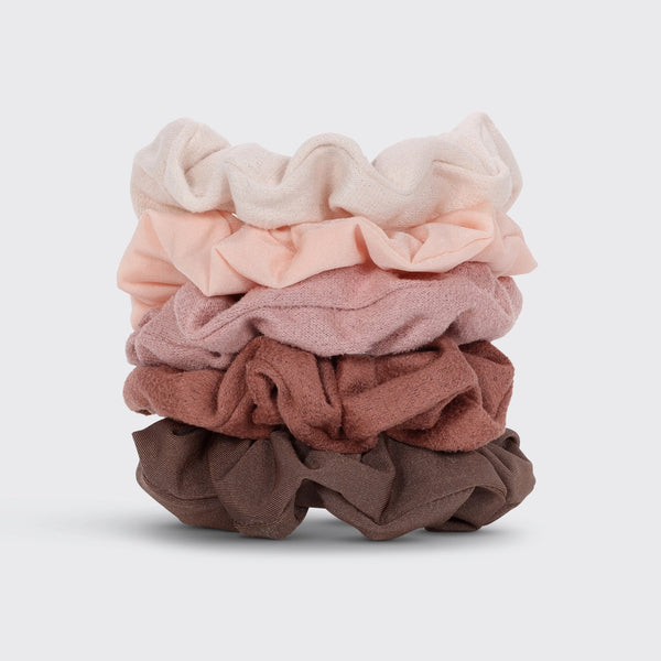Assorted Textured Scrunchies - Terracotta