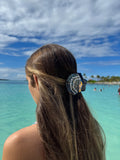Navy Seashell Claw Clip