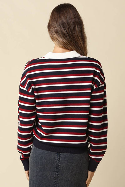 Belen Stripe Rugby Knit Sweater