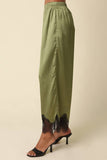 Quinn Satin Pants in Olive Black, back