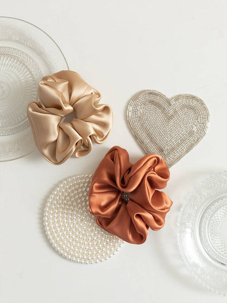 "Silken Hair" Silk Scrunchie Hair Tie - Champagne