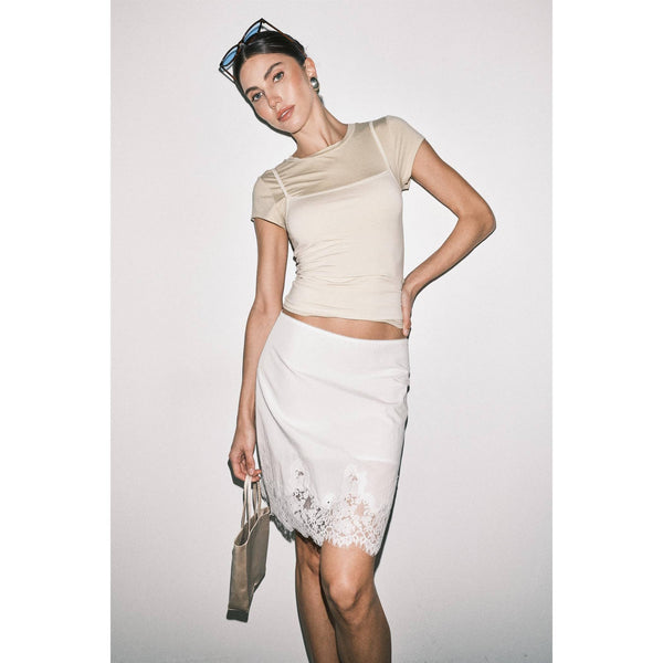 Odette Lace-Hem Midi Slip Skirt