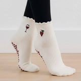 Red Wine & Grape Ruffle Grip Socks