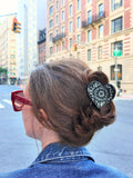 Paisley Heart Claw Clip - Black/White