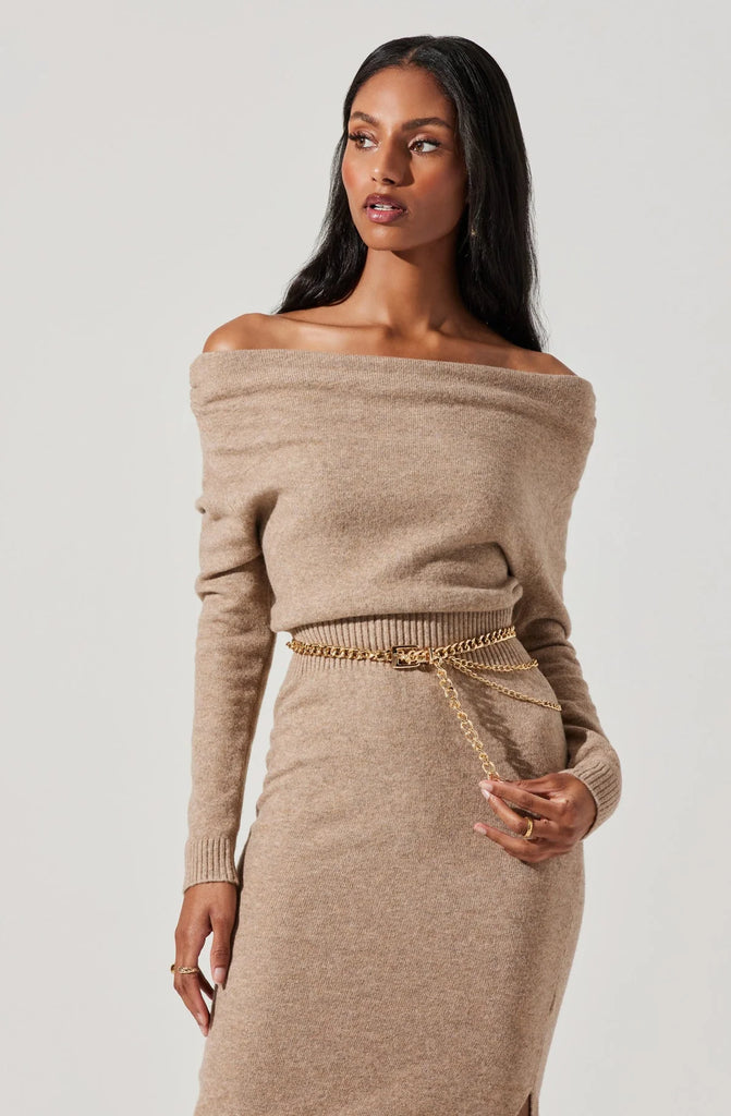 cora off shoulder sweater dress Grayson Off Shoulder Foldover Sweater Mini Dress