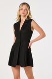 Gianna Sleeveless Blazer Mini Dress in Black - front