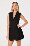 Gianna Sleeveless Blazer Mini Dress in Black - styled