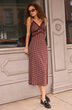 Carin Dress in Wine Plaid - front