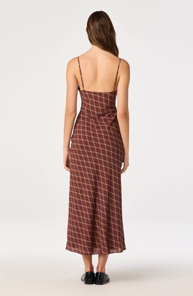 Carin Dress in Wine Plaid - detail