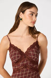 Carin Dress in Wine Plaid - styled
