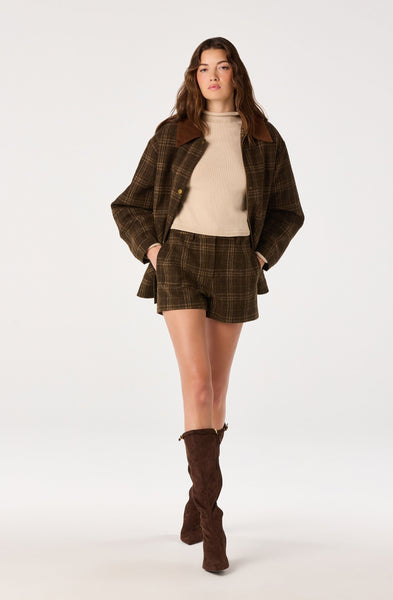 ASTR The Label Wynn Shorts in Brown Plaid