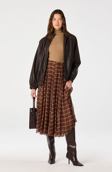 ASTR The Label Fiori Skirt in Brown Plaid