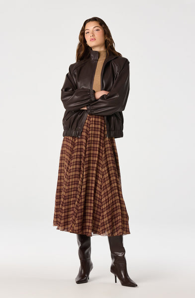 ASTR The Label Fiori Skirt in Brown Plaid