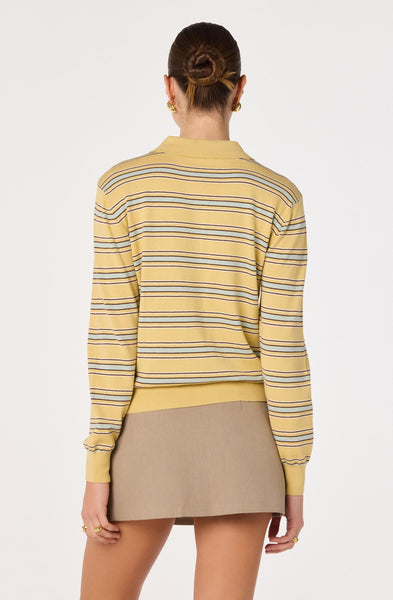 Dora Sweater in yellow stripe, back view