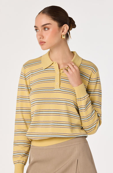 Dora Sweater in yellow stripe, detail