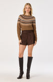 Daria Fair Isle Cable Knit Sweater - Camel, styled with shorts and boots