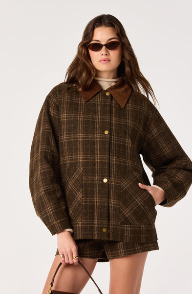 ASTR The Label Shae Jacket in Brown Plaid