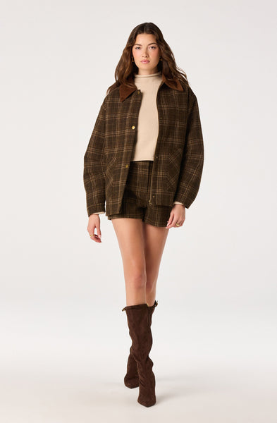 ASTR The Label Shae Jacket in Brown Plaid