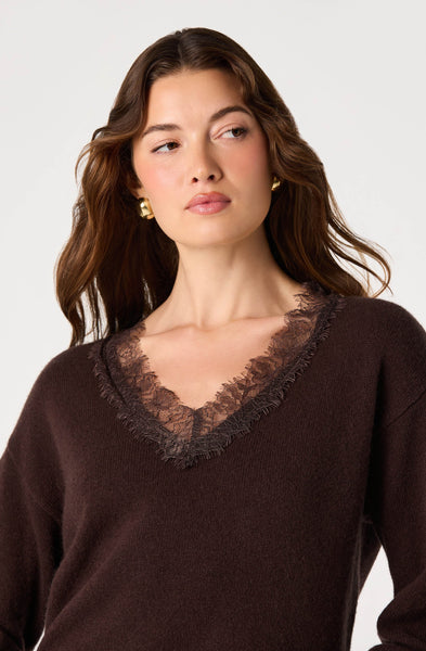 Jadyn Sweater in brown, neckline detail