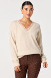 Jadyn Lace-Trim V-Neck Sweater in Ivory - detail