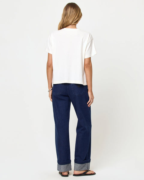Everyday Tee in cream, back view