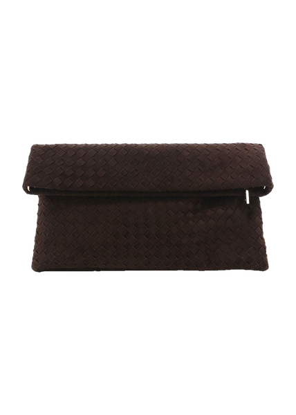 Alicia Clutch Bag in dark cacao suede