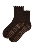 Espresso Brown Ruffle Pilates Grip Socks
