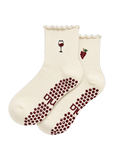 Red Wine & Grape Ruffle Grip Socks
