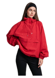 Oversized Hooded Anorak Pullover Jacket in Red