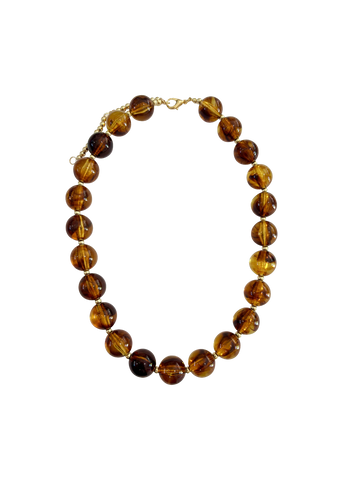 Avery Chunky Beaded Necklace in Tortoise