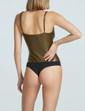 Faux Leather Cami Bodysuit - Cadet
