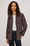 Beck Shirt in Chicory Stripe, front detail
