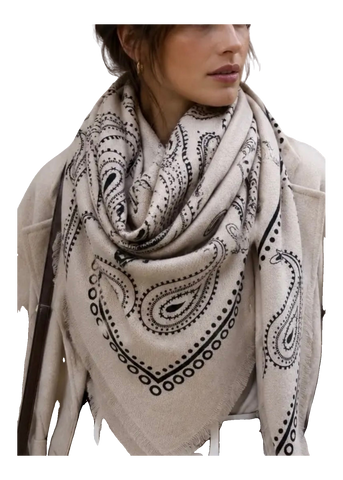 Bandana Scarf in taupe paisley print