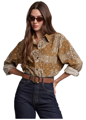 Bandana Print Button-Up Shirt