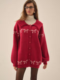 Bow Intarsia Knit Sweater