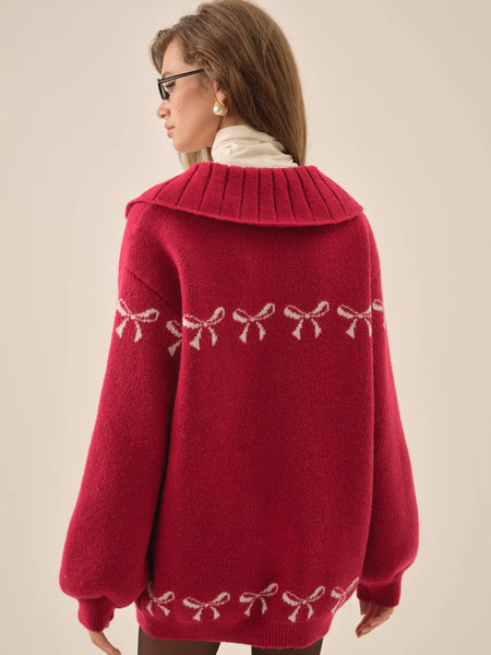 Bow Intarsia Knit Sweater