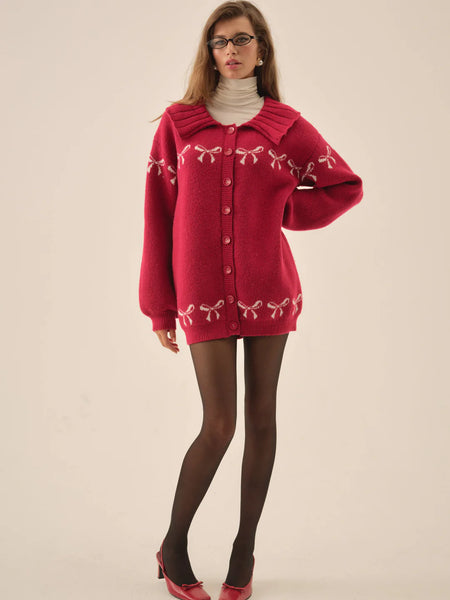 Bow Intarsia Knit Sweater
