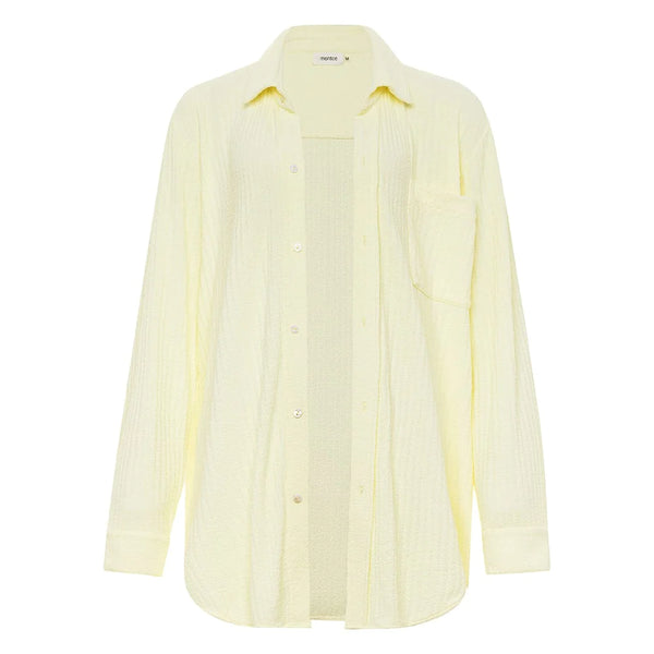 Long Sleeve Button Down Shirt - Buttercream Rib