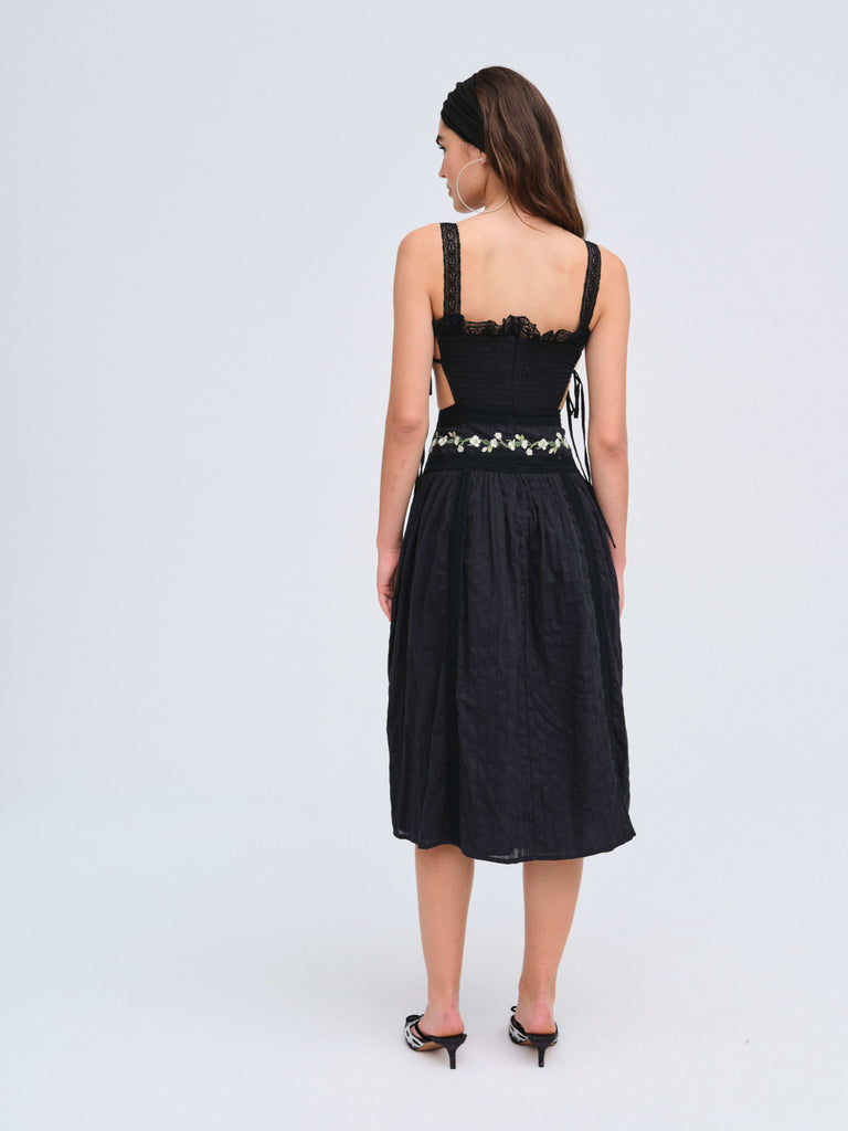 For Love and Lemons Jolene Embroidered Midi Dress - Black | VIDA MOULIN For Love and Lemons Jolene Embroidered Midi Dress - Black | VIDA MOULIN