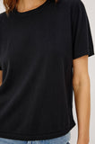Cotton Cashmere Short Sleeve Tee in black, front detail