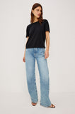 Cotton Cashmere Short Sleeve Tee in black, front