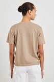 Cotton Cashmere Short Sleeve Tee in heather oat, back view